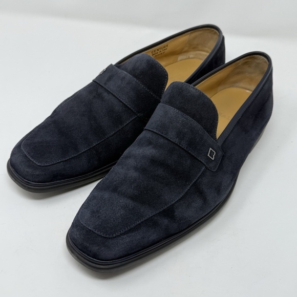 Bally Century Men\'s Navy Blue Suede Leather Loafers Mens US 11 Designer Preppy